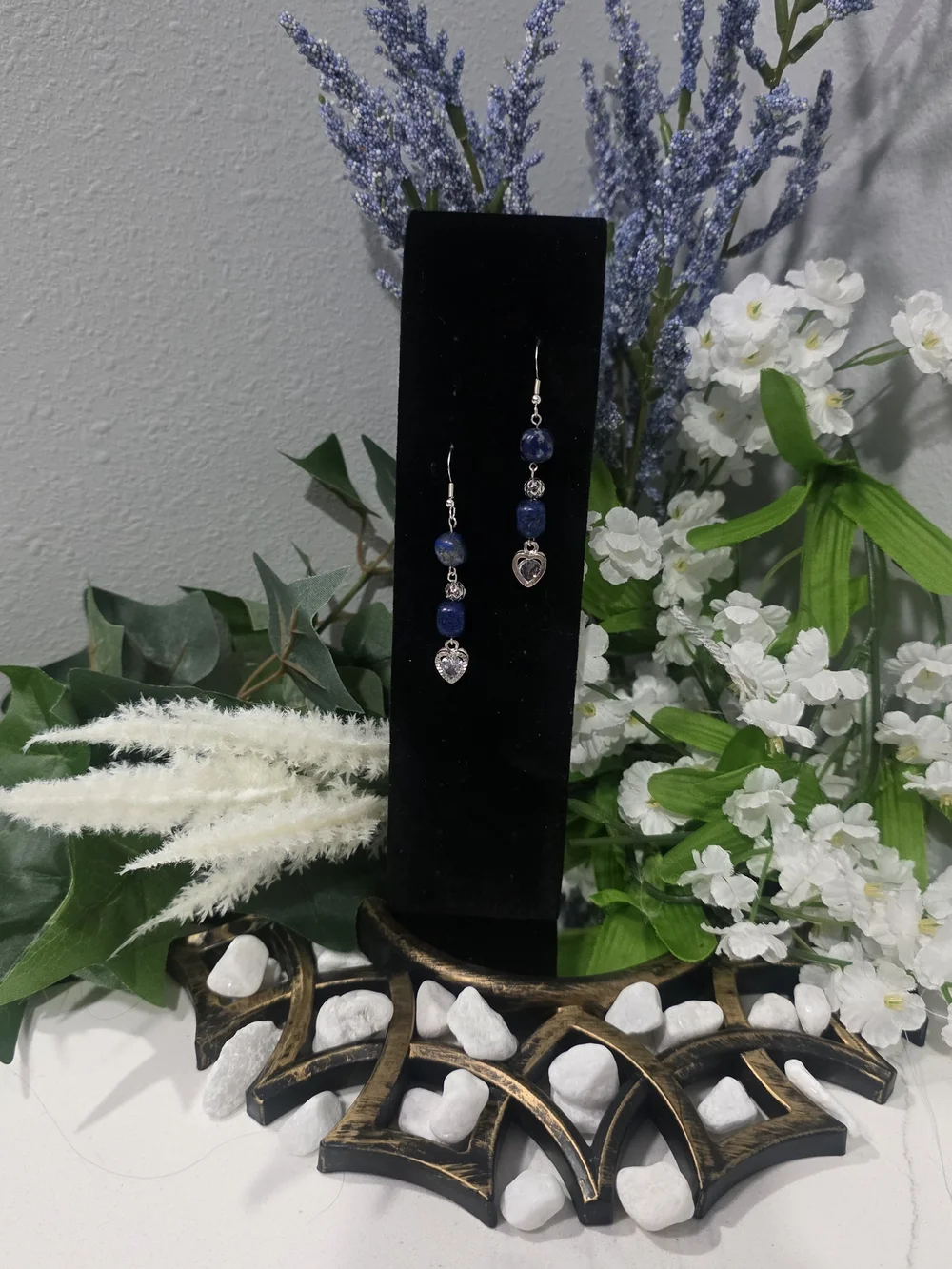 Lapis Lazuli Drop Earrings Hand-Crafted